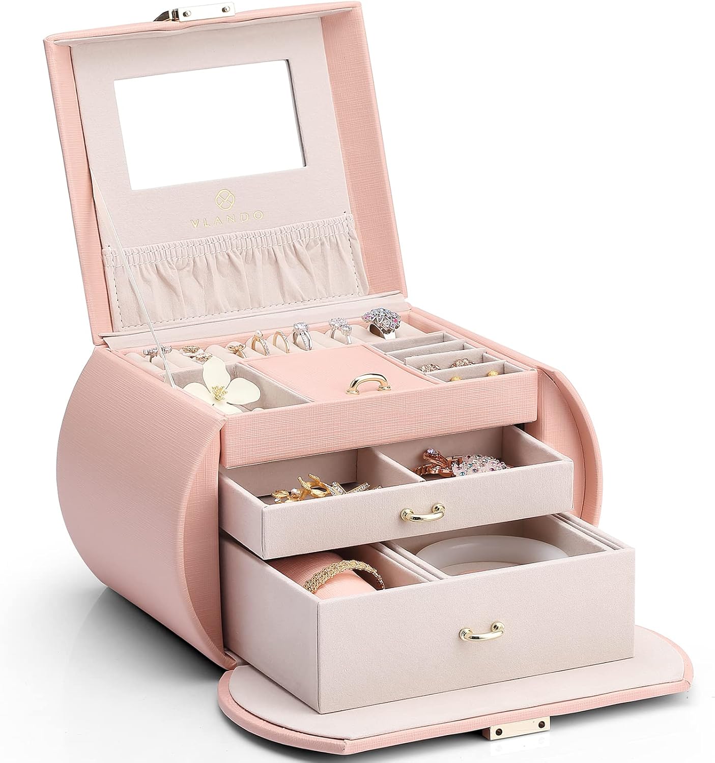Vlando Princess Style Jewelry Box for Girls Jewelry Box Girls 12-14 3-Layer Kids Jewelry Box with Mirror Little Girls Jewelry Box 8-12 Birthday Gift for Teens Girls (Pink) Vlando Princess Style Jewelry Box for Girls Jewelry Box Girls 12-14 3-Layer Kids Jewelry Box with Mirror Little Girls Jewelry Box 8-12 Birthday Gift for Teens Girls (Pink)
