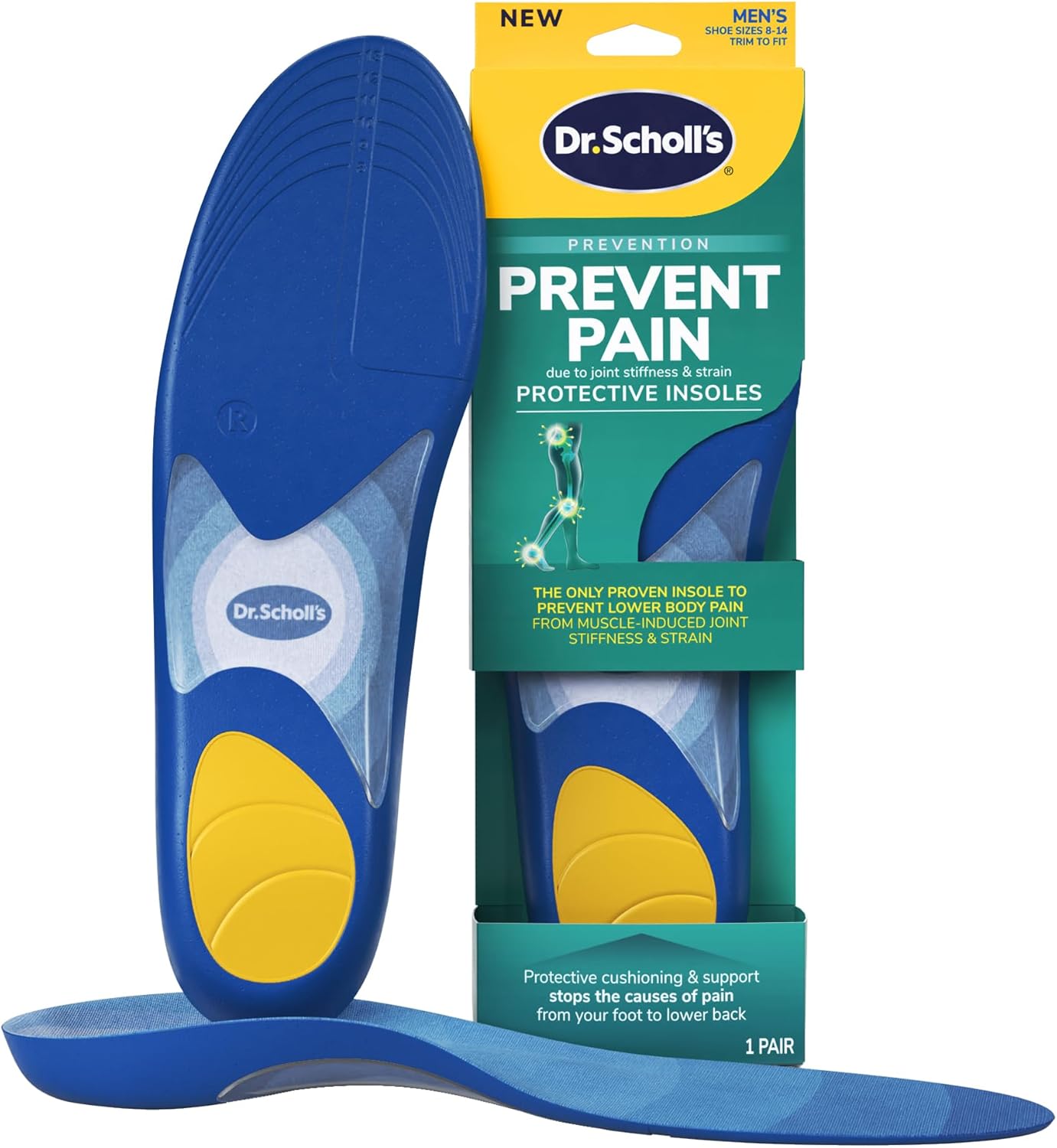 Dr. Scholl’s Prevent Pain Protective Insoles, Protect Against Foot, Knee, Lower Back Pain, Promote Foot Health & Wellness, Trim to Fit Insert, Men Shoe Size 8-14, 1 Pair Dr. Scholl’s Prevent Pain Protective Insoles, Protect Against Foot, Knee, Lower Back Pain, Promote Foot Health & Wellness, Trim to Fit Insert, Men Shoe Size 8-14, 1 Pair