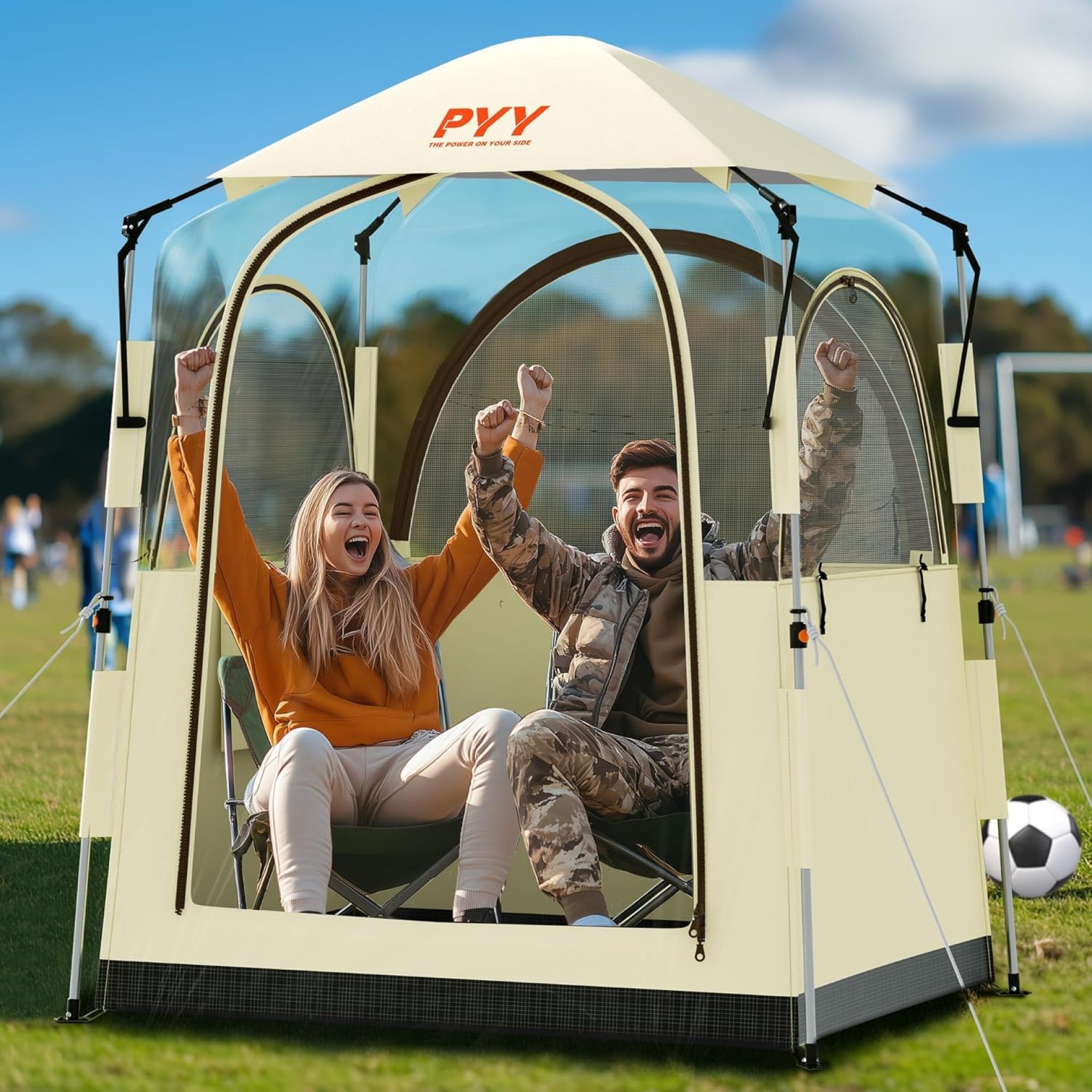PYY Sports Tent – 2 People Sports Tents for Football Shelter with Detachable Top Cover, Rain Sport Tent Sun Shelter Clear for Football, Hiking, Fishing, Sports, 55″x40″x65″ PYY Sports Tent – 2 People Sports Tents for Football Shelter with Detachable Top Cover, Rain Sport Tent Sun Shelter Clear for Football, Hiking, Fishing, Sports, 55″x40″x65″