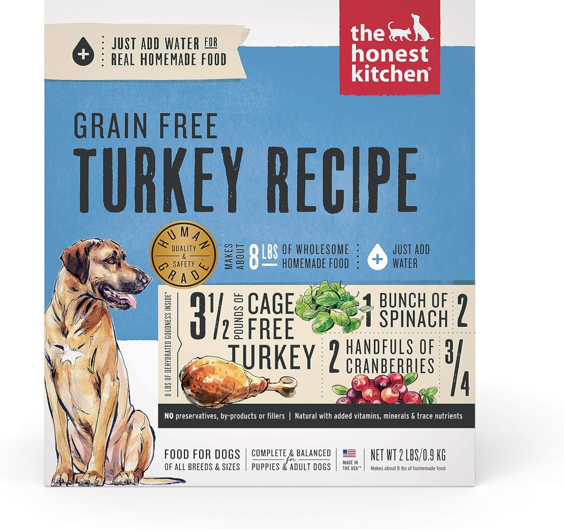 The Honest Kitchen Human Grade Dehydrated Grain Free Dog Food – Complete Meal or Dog Food Topper – Turkey 2 lb (makes 8 lbs) The Honest Kitchen Human Grade Dehydrated Grain Free Dog Food – Complete Meal or Dog Food Topper – Turkey 2 lb (makes 8 lbs)