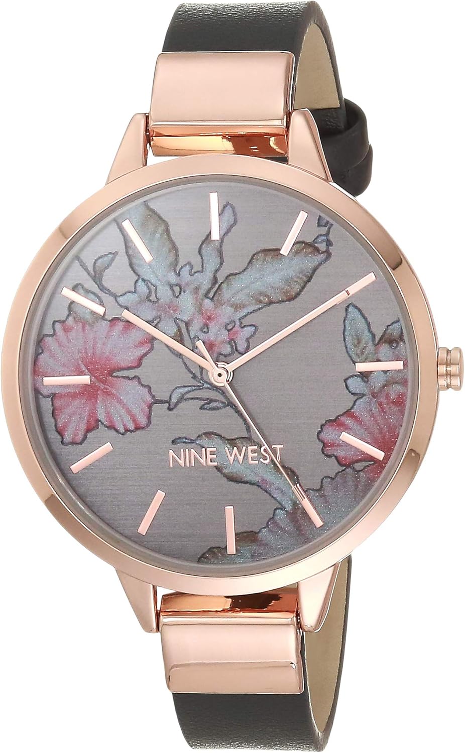 Nine West Women’s Floral Dial Smooth Strap Watch Nine West Women’s Floral Dial Smooth Strap Watch