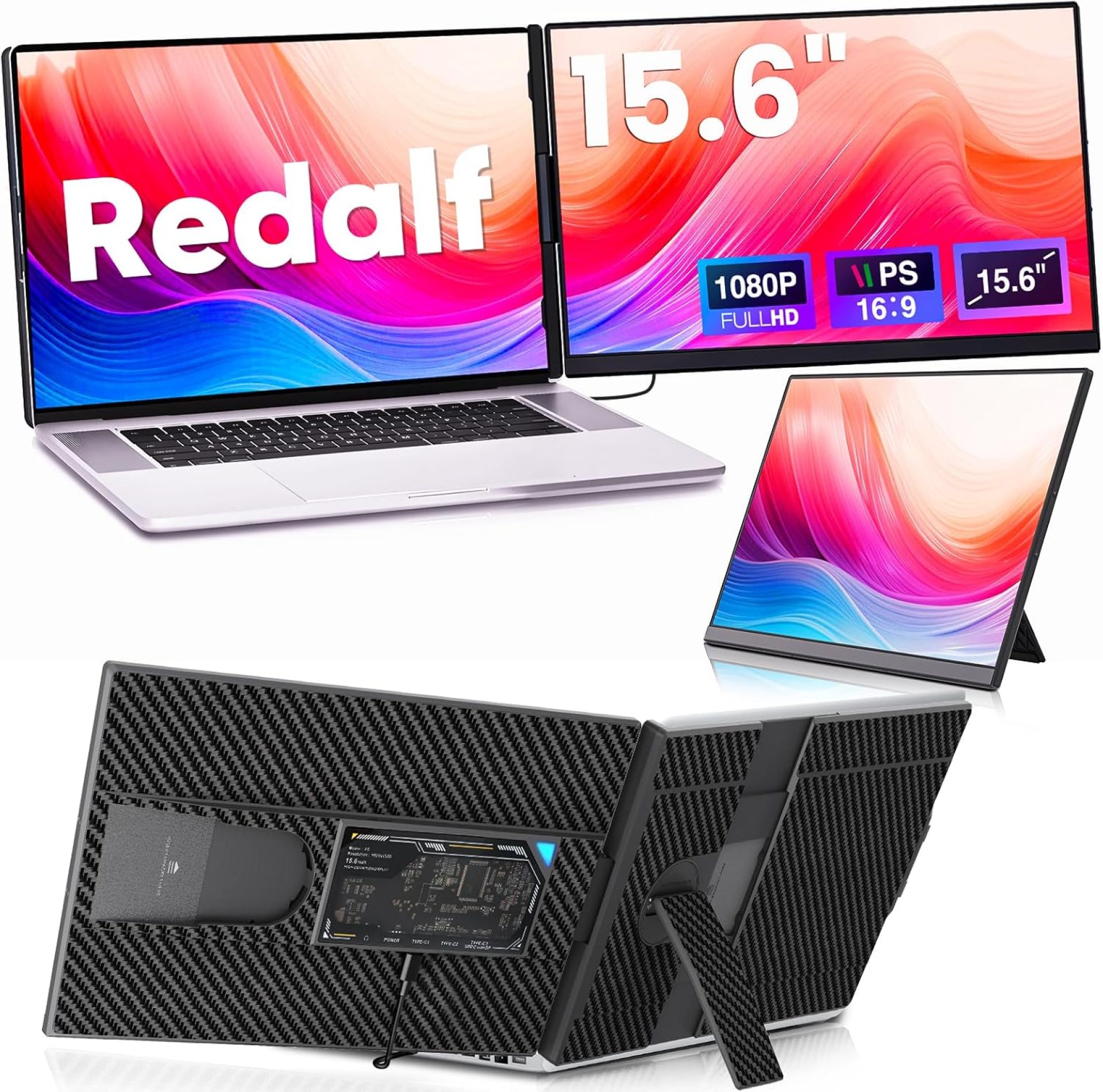 Redalf Laptop Screen Extender, 15.6″ FHD 1080P IPS Portable Monitor for Laptop, Detachable and Plug-Play Laptop Monitor Extender for 13” -17.3” Laptops, Compatible for Mac/Wins/Android/Switch Redalf Laptop Screen Extender, 15.6″ FHD 1080P IPS Portable Monitor for Laptop, Detachable and Plug-Play Laptop Monitor Extender for 13” -17.3” Laptops, Compatible for Mac/Wins/Android/Switch