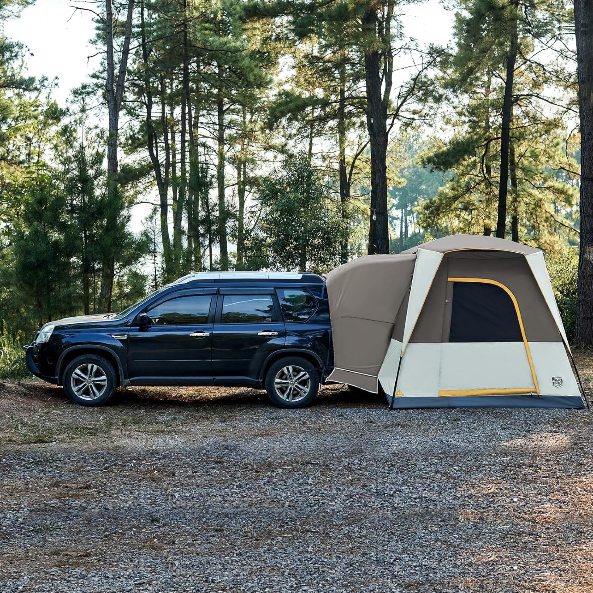 TIMBER RIDGE 5 Person SUV Tent with Movie Screen Weather Resistant Portable for Car SUV Van Camping, Includes Rainfly and Storage Bag, 10′ W X 8′ L X 7.1′ H Khaki TIMBER RIDGE 5 Person SUV Tent with Movie Screen Weather Resistant Portable for Car SUV Van Camping, Includes Rainfly and Storage Bag, 10′ W X 8′ L X 7.1′ H Khaki