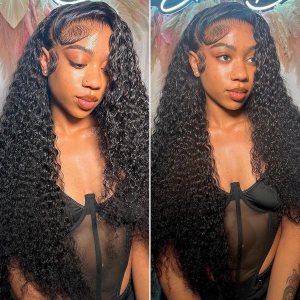 13×6 Deep Wave Lace Front Wigs Human Hair Wet And Wavy HD Lace Front Wigs Human Hair 180 Density Pre Plucked with Baby Hair for Women Natural Color 32 Inch