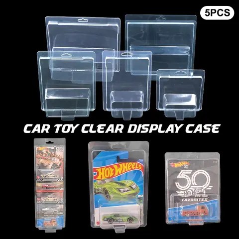 5Pcs 자동차 장난감 투명 디스플레이 케이스 Hotwheels 보호 쉘 대로 팀 운송 모델 카드 보드 소년 선물 수집