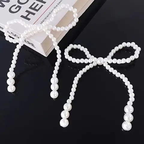 10pcs 손으로 짠 모조 진주 활 꽃다발 진주 액세서리 신선한 꽃 포장 재료