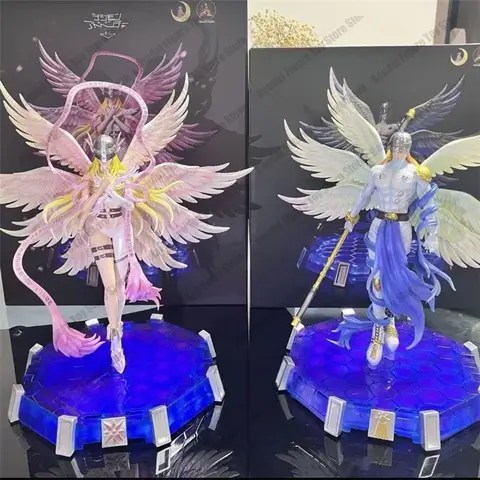 28cm 애니메이션 디지몬 모험 피규어 Angewomon Angemon LED 액션 인형 PVC 동상 모델 컬렉션 인형 장난감 어린이 선물