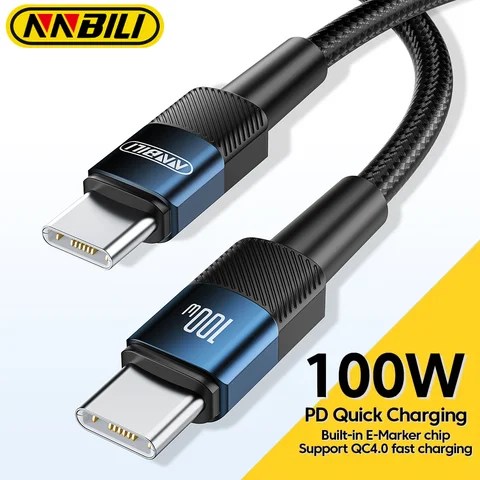 NNBILI 2024 새로운 100W USB C-유형 C 케이블 PD 고속 충전 코드 케이블 1M/2M iPhone 15 Pro Max Macbook Samsung Xiaomi Hwawei
