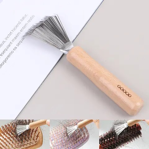 섬세한 청소 탈착식 헤어 브러시, 나무 빗 클리너, 1PC