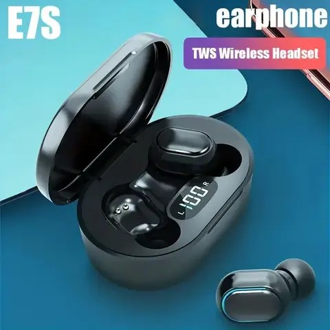 E7S TWS 무선 헤드폰, 블루투스 이어폰 제어, 스포츠 헤드셋, 방수 마이크, 음악 이어폰, 모든 스마트폰에 작동