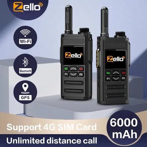 Zello 워키 토키 4g Sim 카드 WiFi 네트워크 휴대 전화 라디오 장거리 100 마일 전문 POC 워키 토키