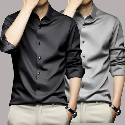 S-5XL 남성 셔츠 긴 소매 비 철 주름 방지 비즈니스 드레스 하이 엔드 전문 캐주얼 정장 흰색 셔츠