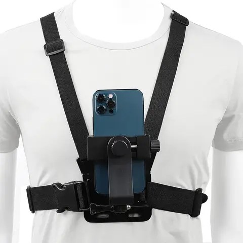 촬영 또는 사진 촬영을 위한 iPhone 및 Samsung 휴대폰 마운트와 호환되는 스마트폰 가슴 마운트 범용 홀더