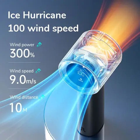 JISULIFE 미니 초강력 풍력 소형 선풍기, 5000mAh 배터리 충전식, 100가지 풍속,  LED 디지털 디스플레이, 여행, 캠핑, 야외사용