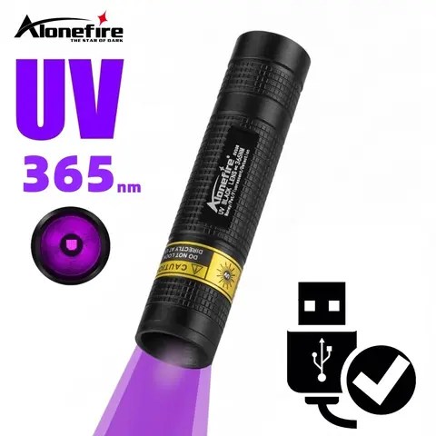 365nm 미니 UV Led 블랙 라이트 손전등 Usb 충전식 네일 램프 애완 동물 얼룩 누출 마커 광석 돈 전갈 감지 조명
