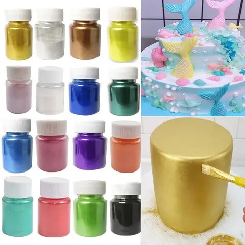 15g/병 금색과 은색 염료 반짝이 가루 무스 케이크 마카롱 초콜릿 제과 과자 베이킹 케이크 장식