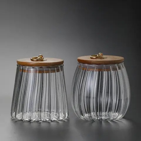 유리 보관 용기, 커피, 사탕, 차 보관 용기, 대나무 뚜껑 병, 주방 용기, 650ml, 750ml