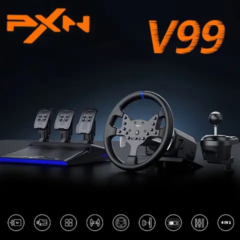 PXN V99 3.2Nm 듀얼 모터 포스 피드백 게임 스티어링 레이스 휠 페달 시프터 세트 270/900 분리형 고정밀 홀 마그네틱 Best5 PXN V99 3.2Nm 듀얼 모터 포스 피드백 게임 스티어링 레이스 휠 페달 시프터 세트 270/900 분리형 고정밀 홀 마그네틱 Best5