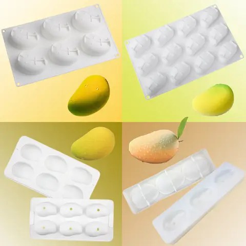 식품 학년 과일 무스 케이크 금형 3D 망고 디자인 실리콘 케이크 금형 파티 과자 Bakeware 주방 디저트 베이킹 도구