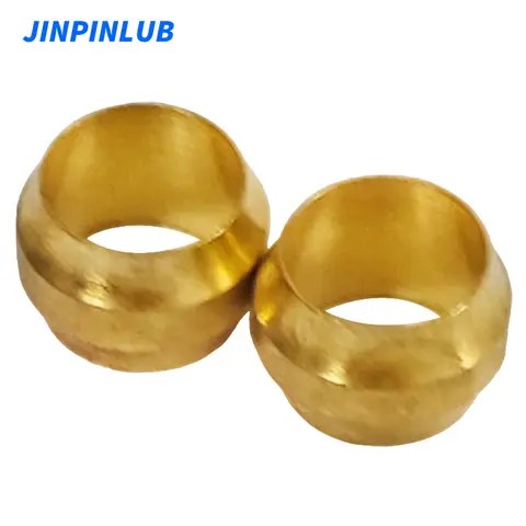 JINPINLUB PB 4/6/8/10mm 슬리브 유형 파이프라인 커넥터 피팅용 황동 이중 콘 씰링 링 압축 슬리브