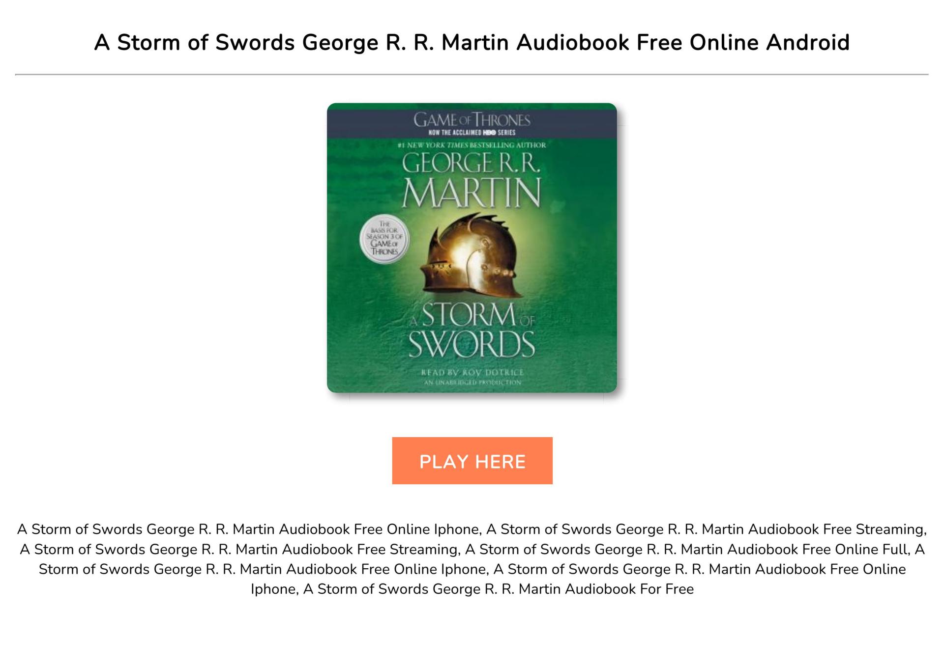 A Storm of Swords Audible Exploring the Immersive Experience A Storm of Swords Audible Exploring the Immersive Experience