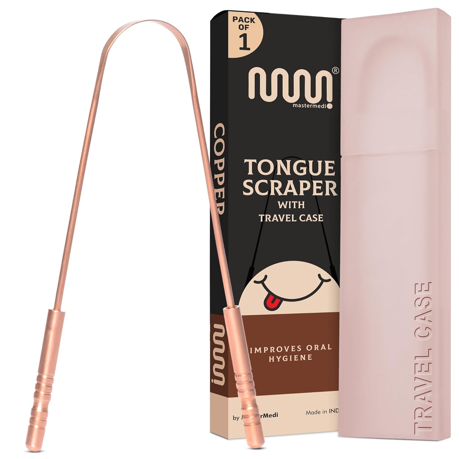 MasterMedi Pure Copper Tongue Scraper for Adults, Tongue Scrubber for Bad Breath, Easy to Use, Tongue Cleaner for Oral Care & Hygiene (Copper Pack of 1 With Case) MasterMedi Pure Copper Tongue Scraper for Adults, Tongue Scrubber for Bad Breath, Easy to Use, Tongue Cleaner for Oral Care & Hygiene (Copper Pack of 1 With Case)