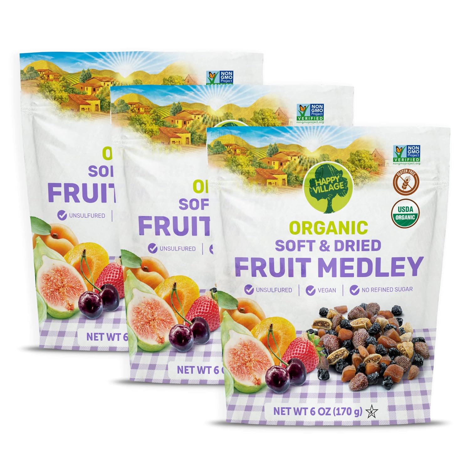 Organic Dried Fruit Mix – Apricots, Figs, Strawberries & Tart Cherries I Happy Village I 18 OZ (Pack of 3) I No Refined Sugar, Unsulfured Dried Fruit Medley Organic Dried Fruit Mix – Apricots, Figs, Strawberries & Tart Cherries I Happy Village I 18 OZ (Pack of 3) I No Refined Sugar, Unsulfured Dried Fruit Medley