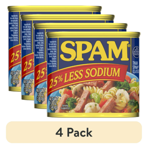 Spam 25% Less Sodium 저염 스팸 340g 4개입 [원산지:미국], 4개