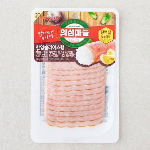 롯데햄 의성마늘 슬라이스햄, 90g, 6개