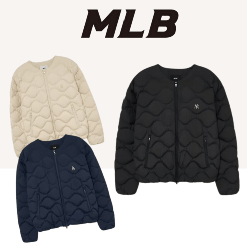 [국내정품 A/S] MLB 남성 베이직 물결 U넥 경량 패딩 3종 1택 편안한 초경량 점퍼