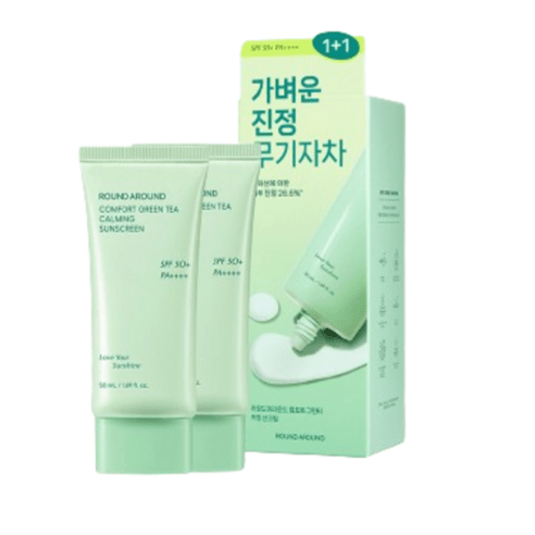 라운드어라운드 컴포트 그린티 카밍 선크림 더블기획 / SFP 50+ PA++++, 2개, 50ml