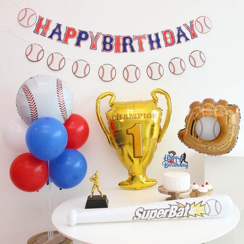 야구 생일 풍선 파티용품세트 운동선수 기념일, 2.야구공 가랜드 세트