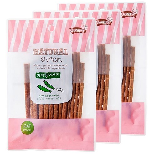 굿데이 네츄럴 스낵 고양이 간식, 참치, 50g, 3개