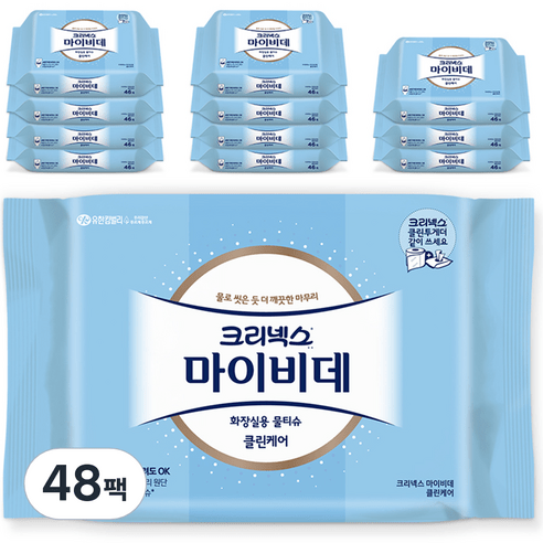 마이비데 클린케어 화장실용 비데티슈 휴대형, 110g, 46매, 12팩