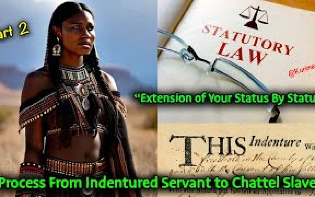 PART 2 – The Development Of Slavery From Indentured Servitude / Extension of your Status By Statute PART 2 – The Development Of Slavery From Indentured Servitude / Extension of your Status By Statute