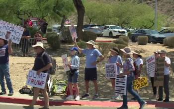 Hundreds Protest Trump Outside Phoenix Turning Point Event Hundreds Protest Trump Outside Phoenix Turning Point Event