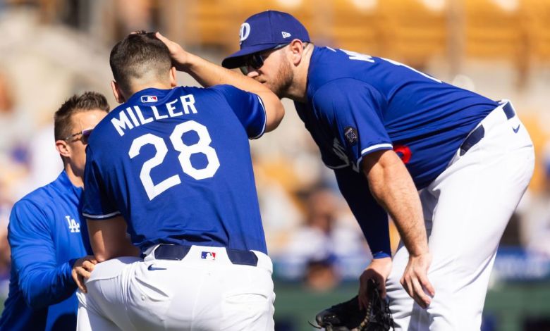 Dodgers pitcher Bobby Miller hit in head by line drive Dodgers pitcher Bobby Miller hit in head by line drive