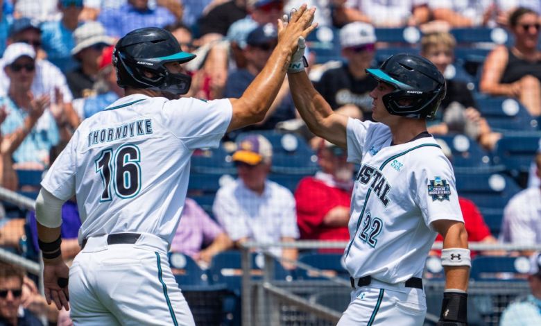 Coastal Carolina wins 24th straight, tops Arizona in MCWS opener Coastal Carolina wins 24th straight, tops Arizona in MCWS opener
