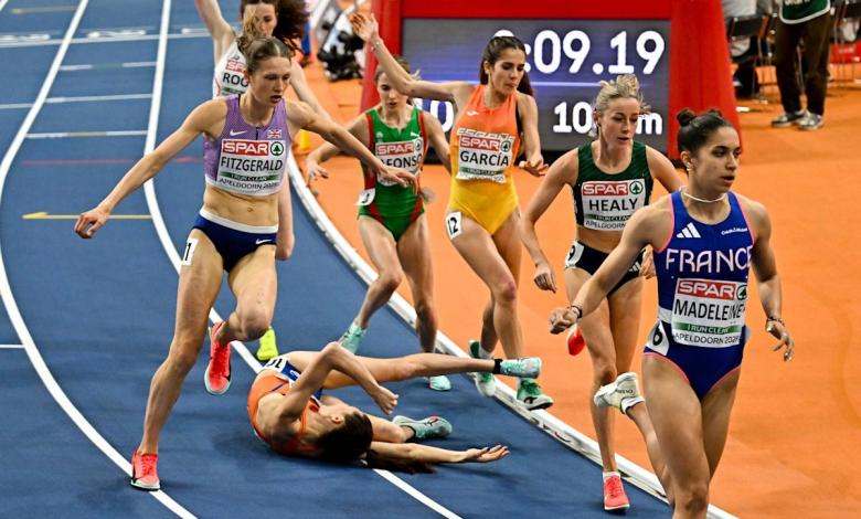Watch: Dutch 3,000m runner knocked unconscious in horror fall Watch: Dutch 3,000m runner knocked unconscious in horror fall