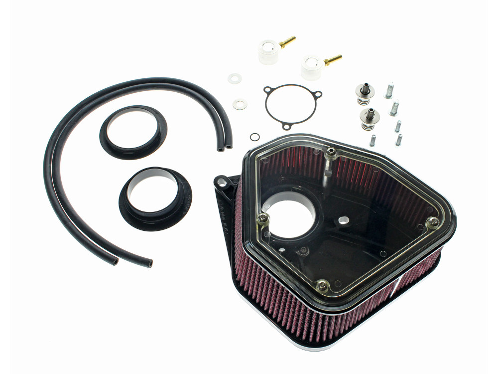 Alloy Art 2.8in. Polycarbonate Boom Box Air Cleaner Kit – Black. Fits Touring 2017-2024 & Softail 2018-2024