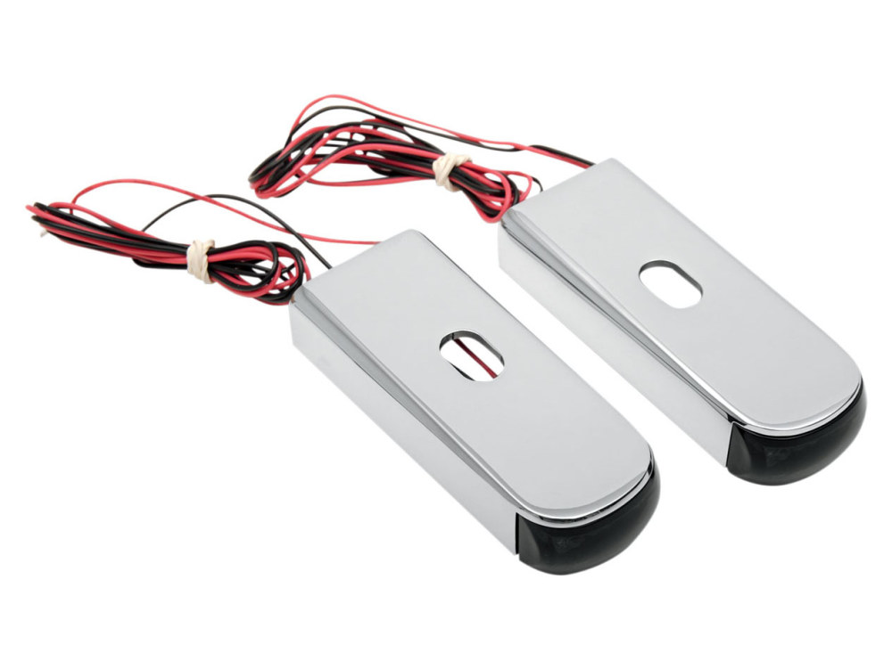 Alloy Art Strut Light Kit with Red Run/Brake & Amber Turn Signal – Chrome. Fits Dyna 2006-2017.