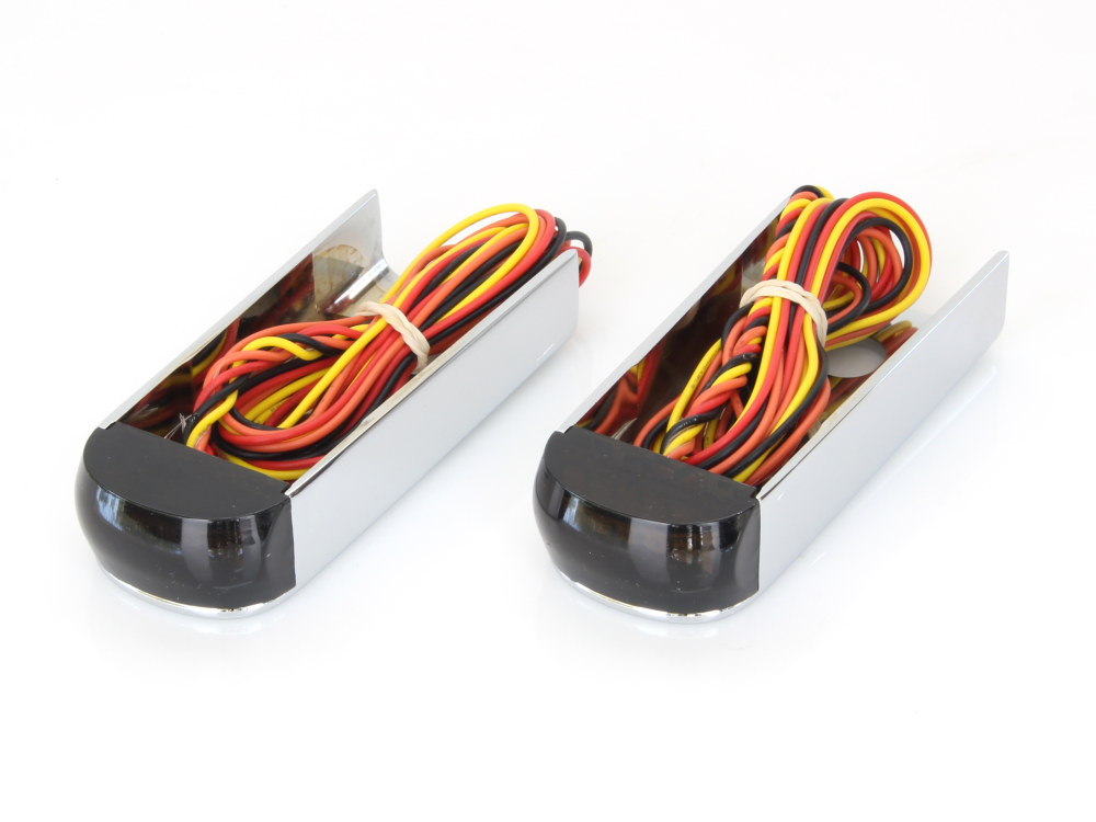 Alloy Art Strut Light Kit with Red Run/Brake & Amber Turn Signal – Chrome. Fits Softail 1984-2017.