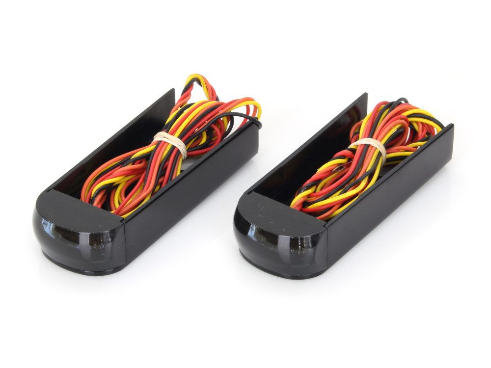 Alloy Art Strut Light Kit with Red Run/Brake & Amber Turn Signal – Black. Fits Softail 1984-2017.