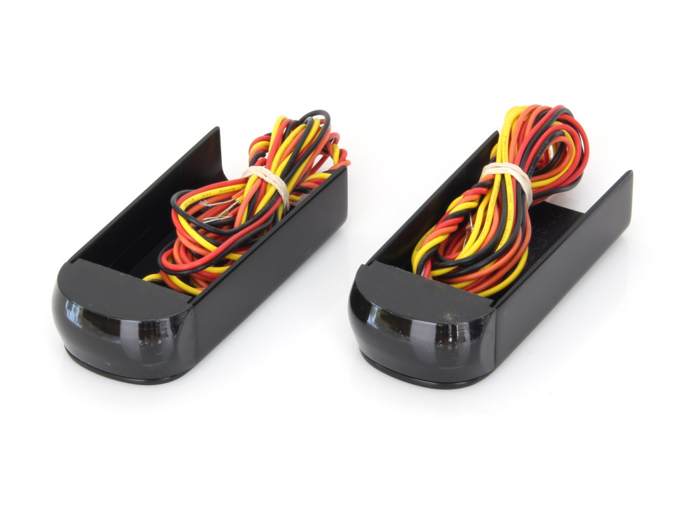 Alloy Art Strut Light Kit with Red Run/Brake & Amber Turn Signal – Black. Fits Softail Slim & Street Bob 2018up & Standard 2020up.