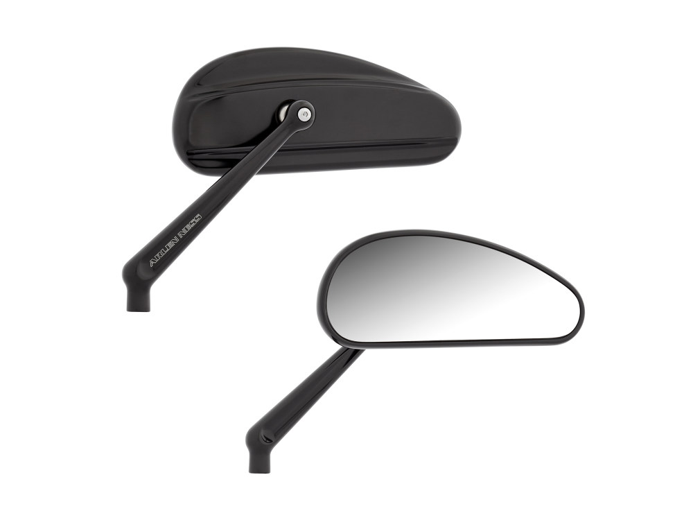 Arlen Ness DownDraft Mirrors – Black. Left and Right Set.