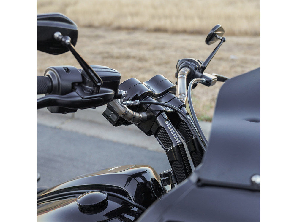 Arlen Ness 10in. Method Kickback Risers & Gauge Bezel- Black. Fits Road Glide 2015-2023