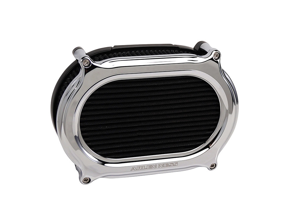 Arlen Ness Stage 2 Oval Performance Air Filter Upgrade Kit – Chrome. Fits Touring 2017-2024 & Softail 2018-2024 with Ventilator/Oval Air Cleaner