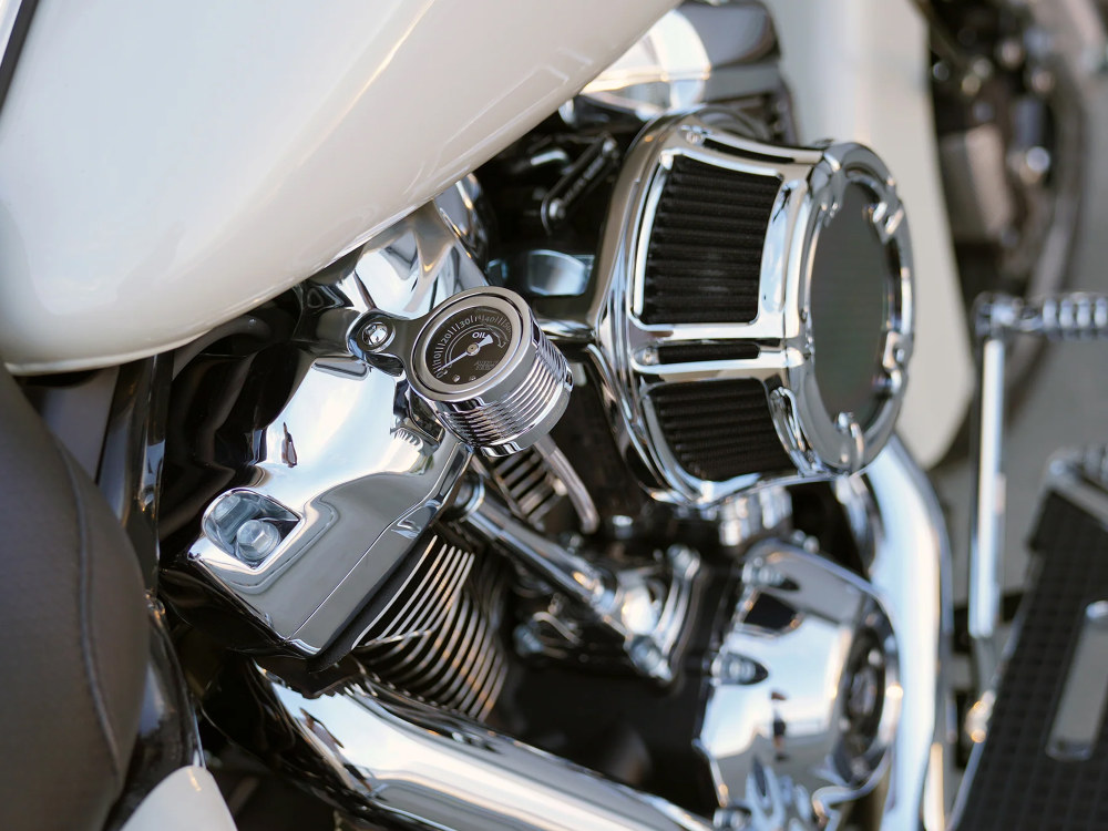 Arlen Ness Method Oil Pressure Gauge – Chrome. Fits Milwaukee-Eight 2017up.