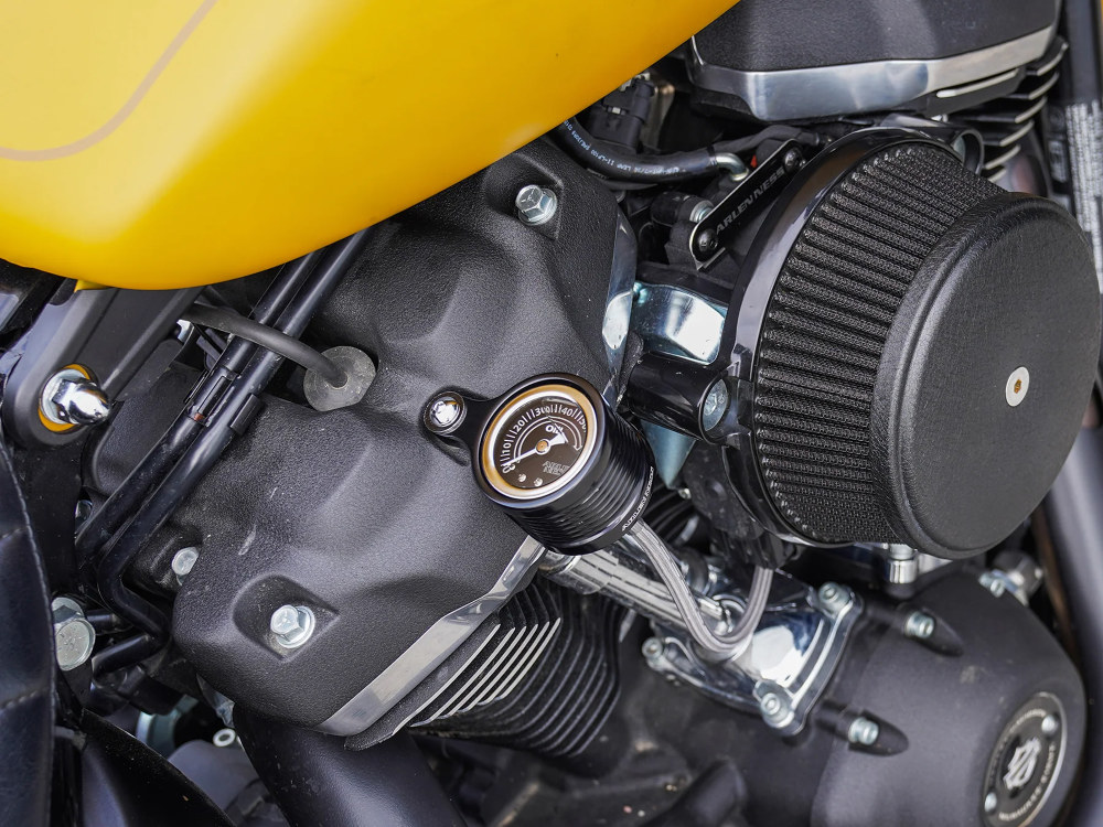 Arlen Ness Method Oil Pressure Gauge – Black. Fits Milwaukee-Eight 2017up.