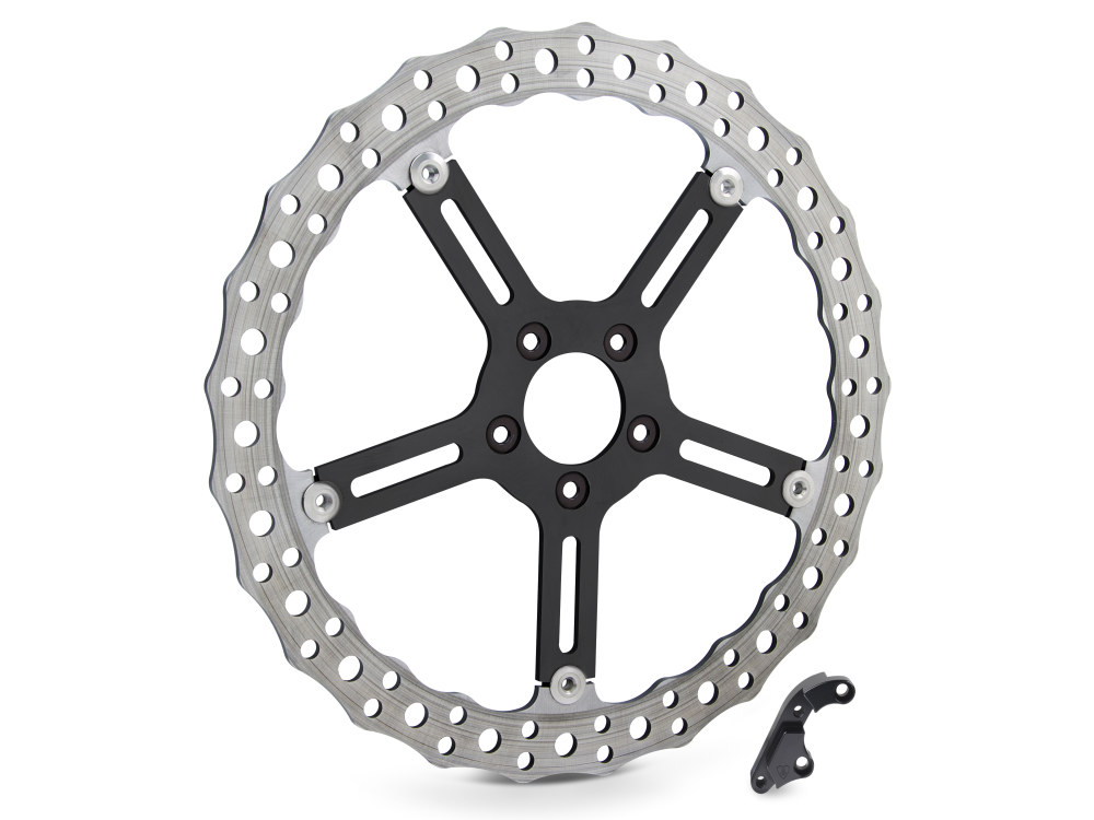 Arlen Ness 15in. Left Hand Front Jagged Big Brake Disc Rotor. Fits Softail 2000-2014 & Dyna 2000-2005.